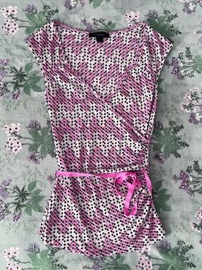 Vintage Express Y2K 90s Pink Metallic Checkered Print Blouse 💗☠️🖤